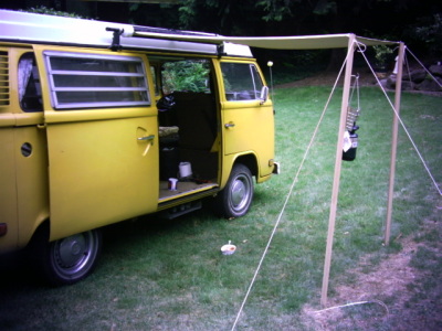 Shot of the homemade awning